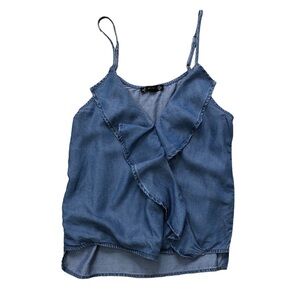 Blue Denim Ruffle Spaghetti Strap Top- Size Small